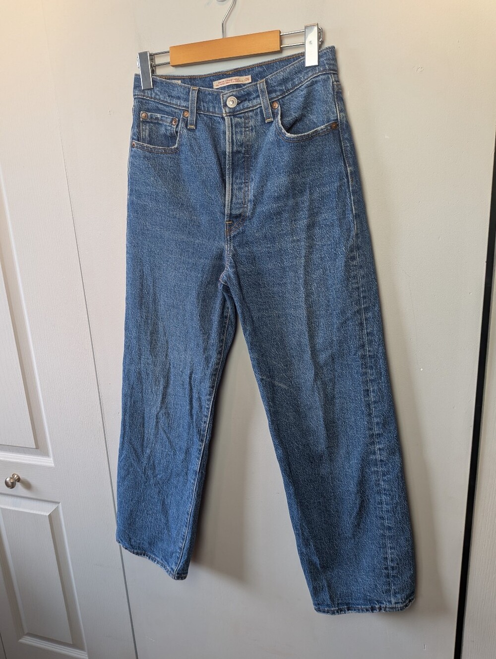 LEVI'S Ribcage Straight Ankle Jeans Size 26x27 Straight Leg 99% Cotton Classic - Picture 3 of 14